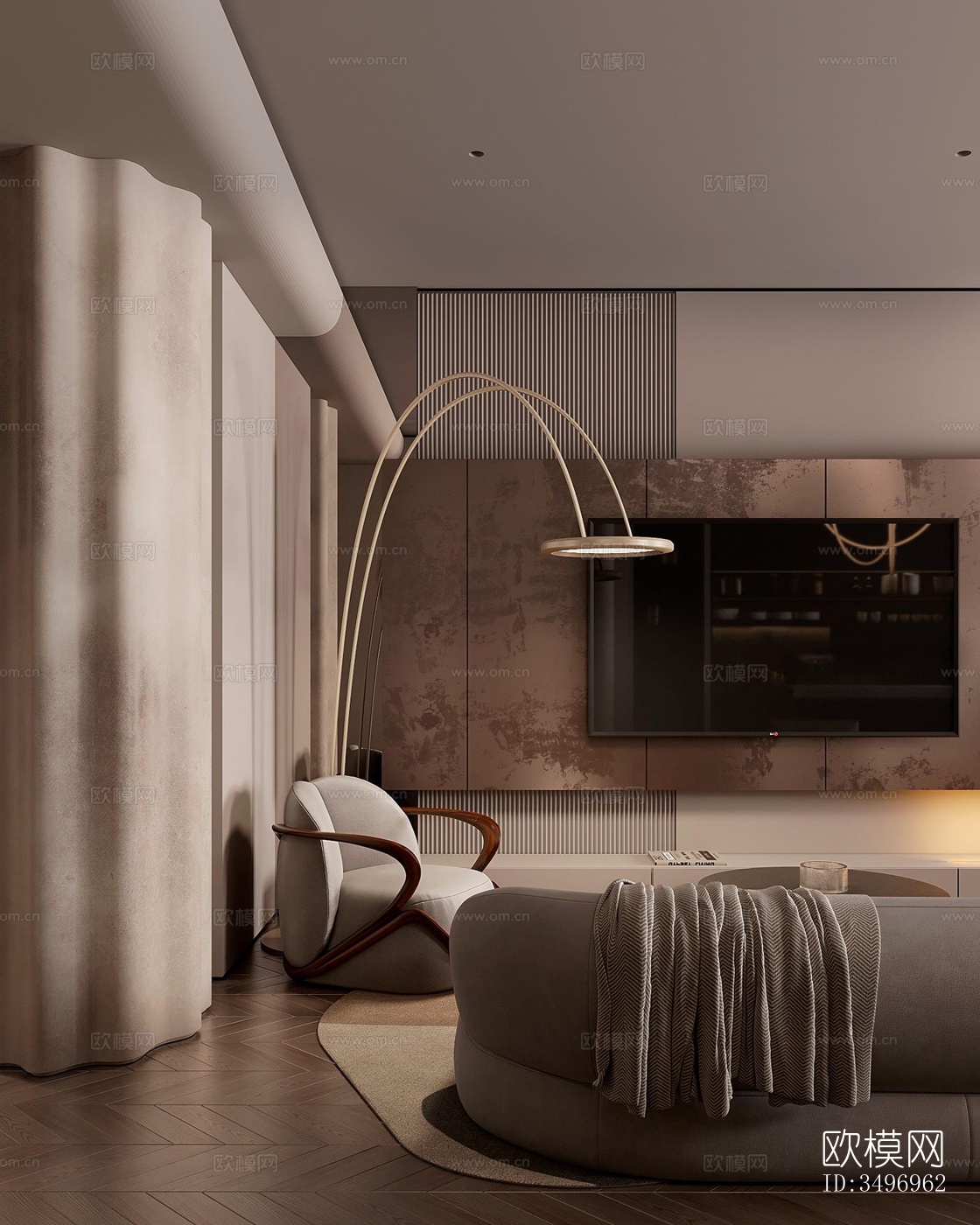 现代大平层效果图下载（渲染图14）