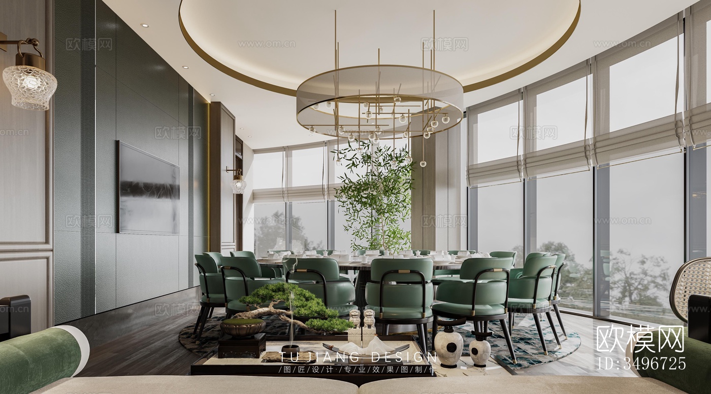 新中式售楼处效果图下载（渲染图11）