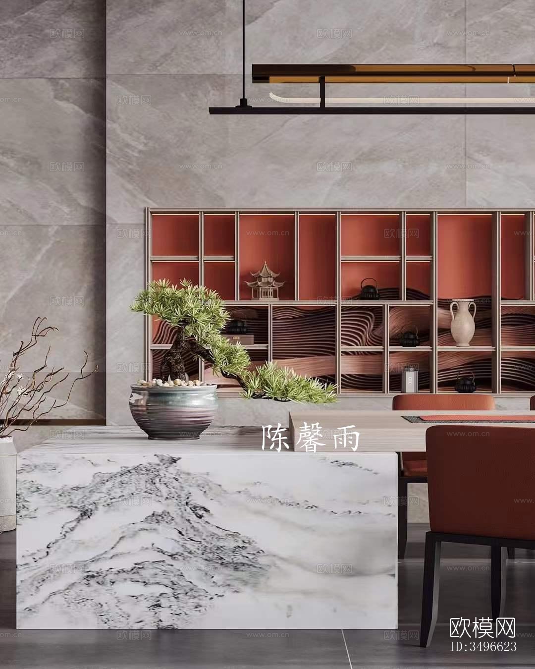 新中式售楼处效果图下载（渲染图4）