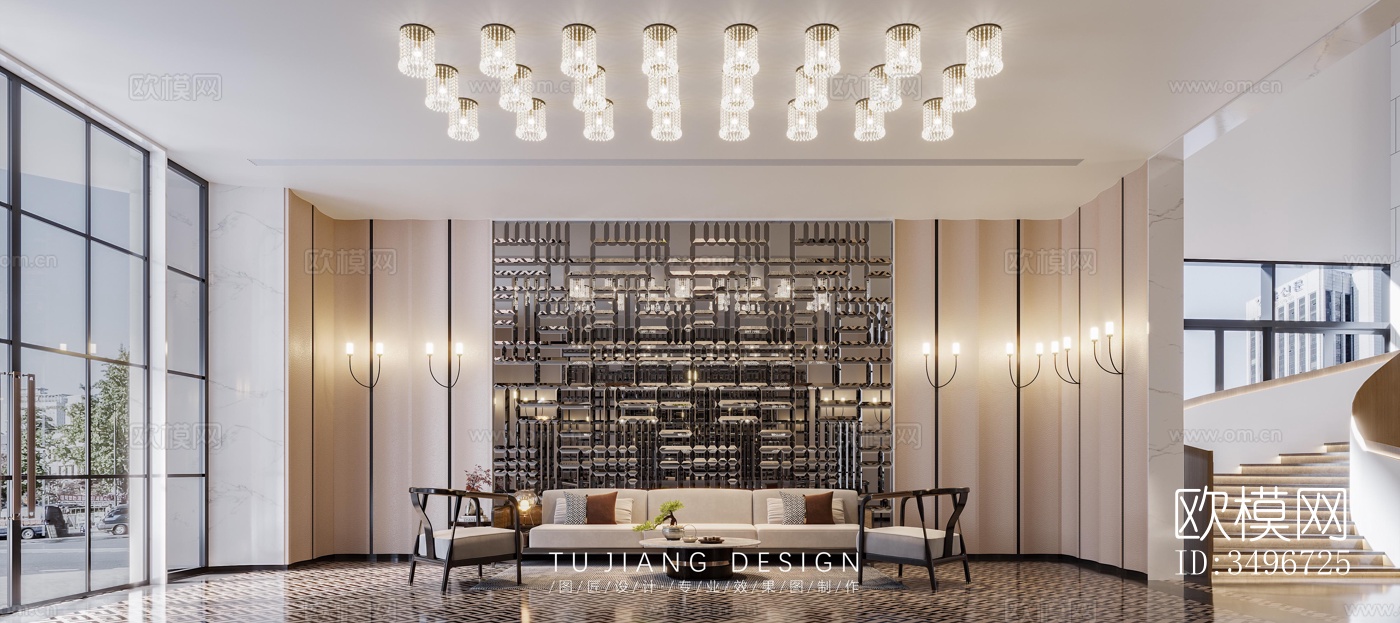 新中式售楼处效果图下载（渲染图13）