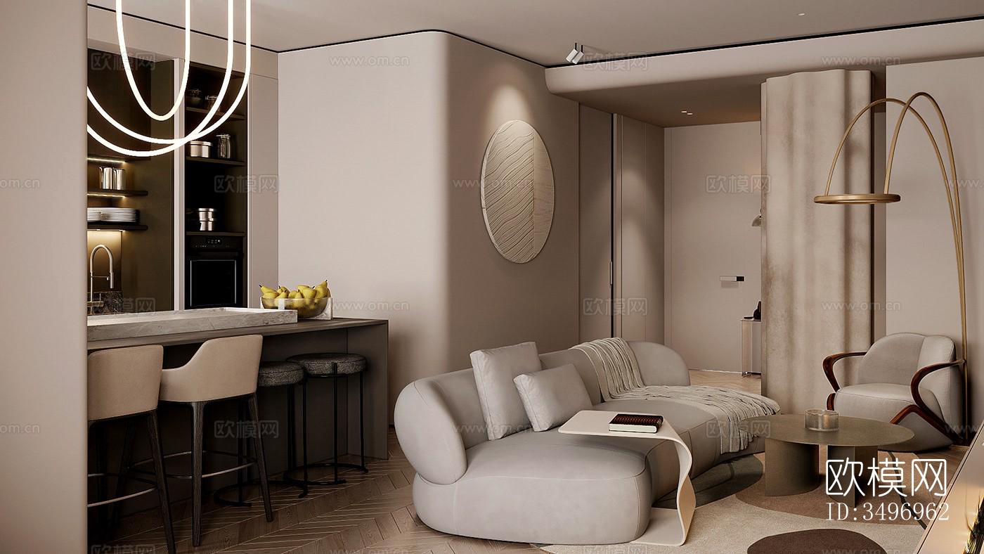 现代大平层效果图下载（渲染图12）