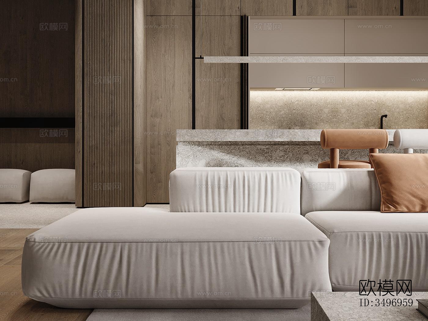 现代大平层效果图下载（渲染图12）