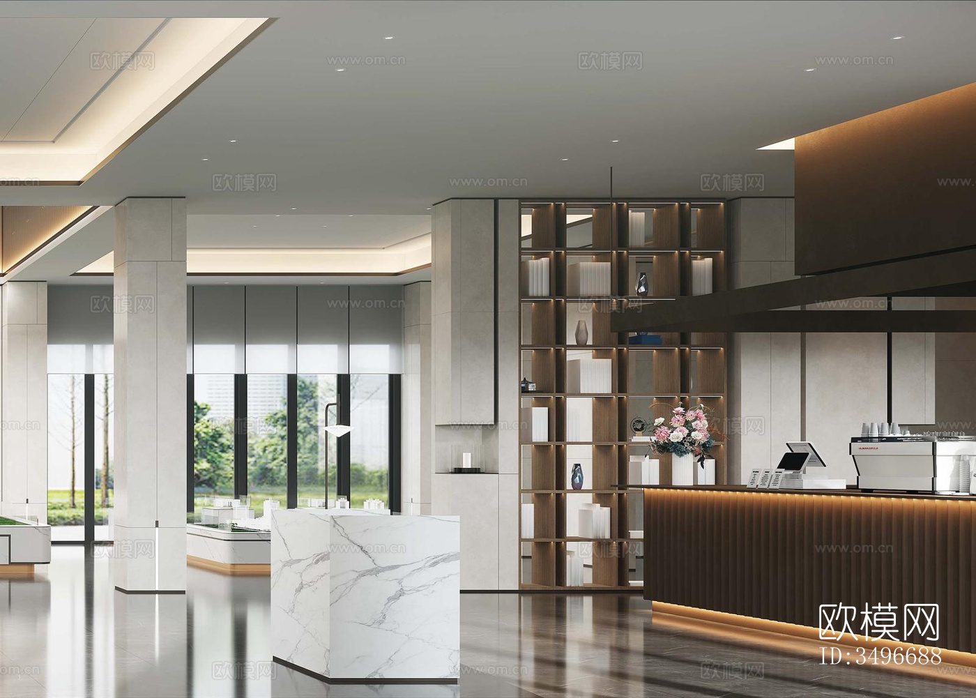 新中式售楼处效果图下载（渲染图3）