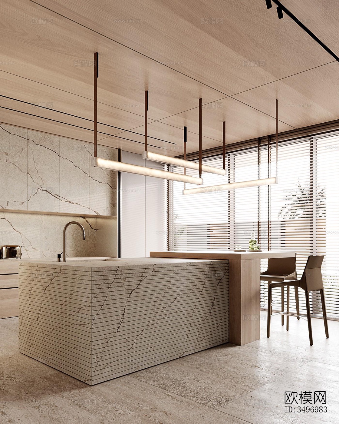 现代大平层效果图下载（渲染图6）