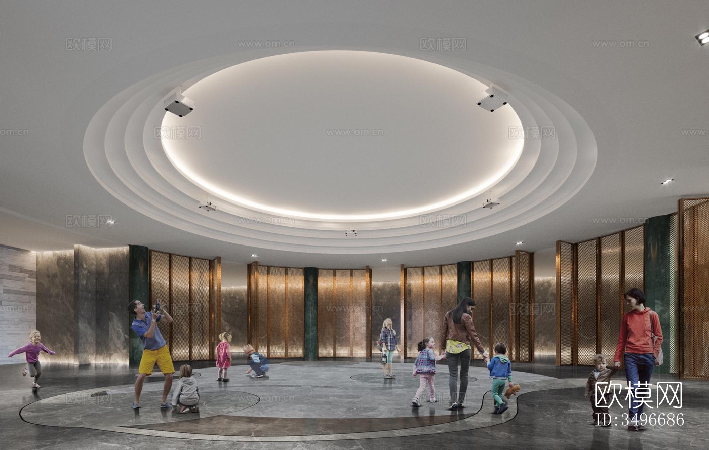 新中式售楼处效果图下载（渲染图2）