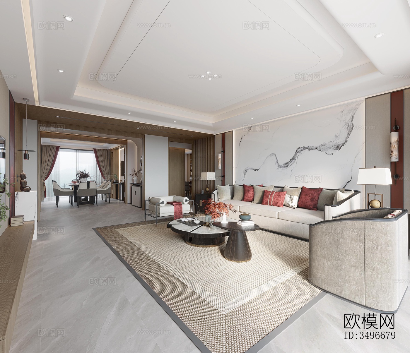 新中式售楼处效果图下载（渲染图4）