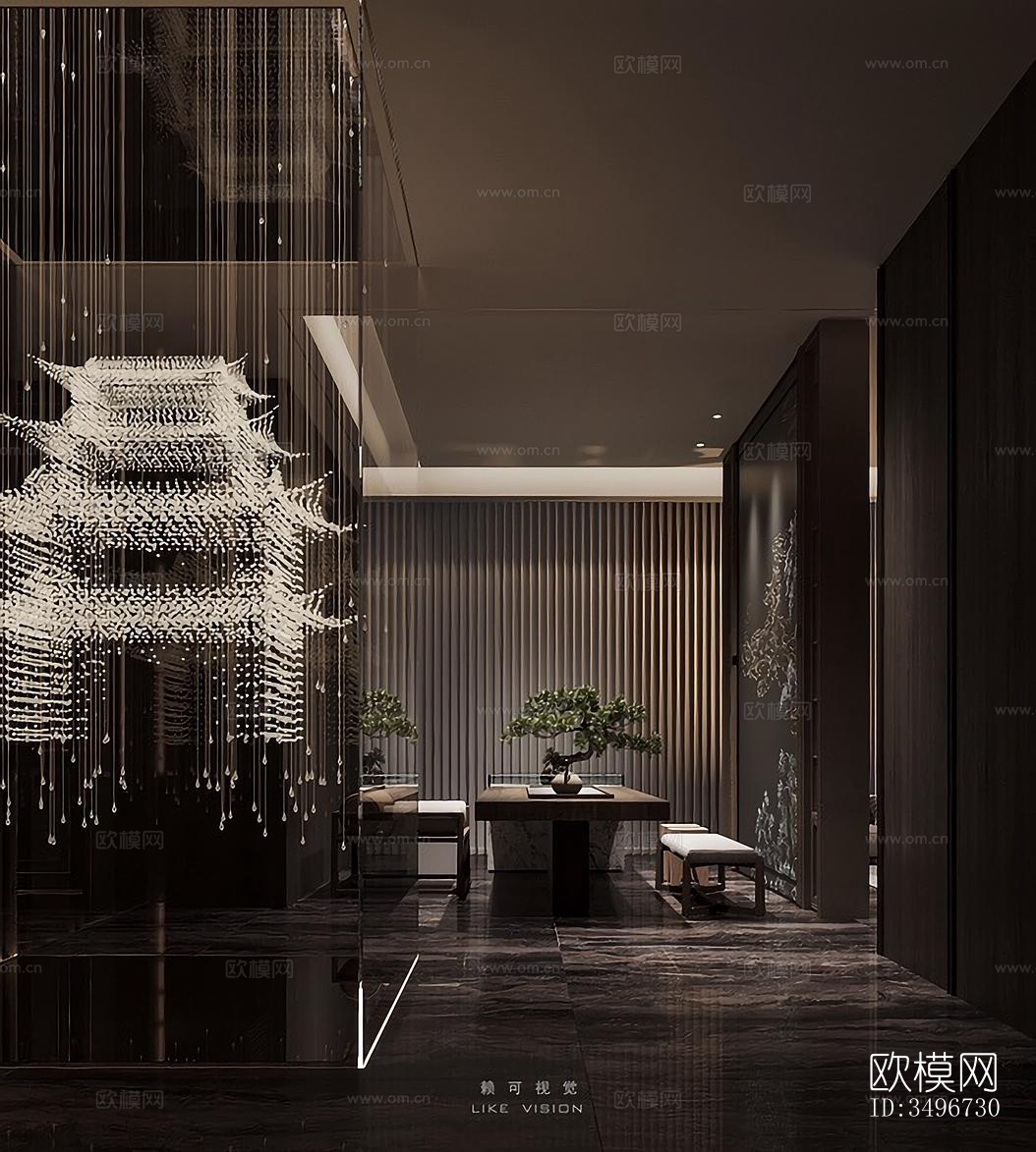 新中式售楼处效果图下载（渲染图4）