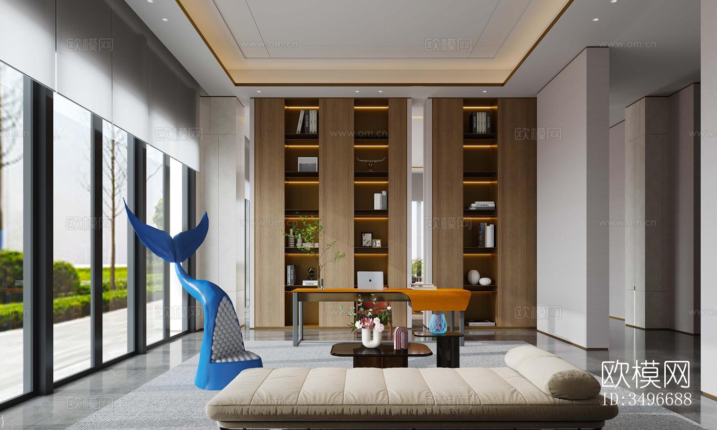 新中式售楼处效果图下载（渲染图10）