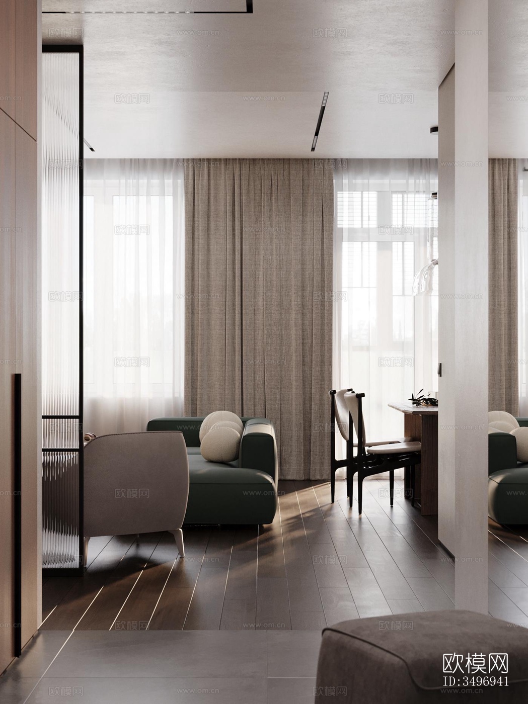 现代大平层效果图下载（渲染图19）