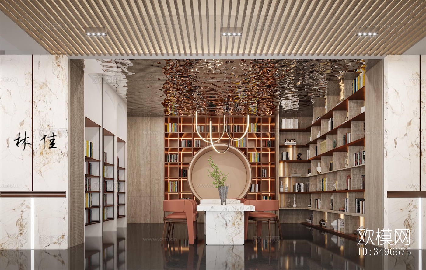 新中式售楼处效果图下载（渲染图2）