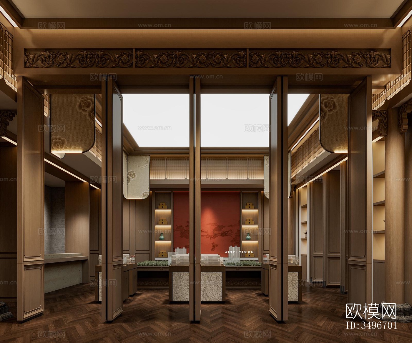 新中式售楼处效果图下载（渲染图3）