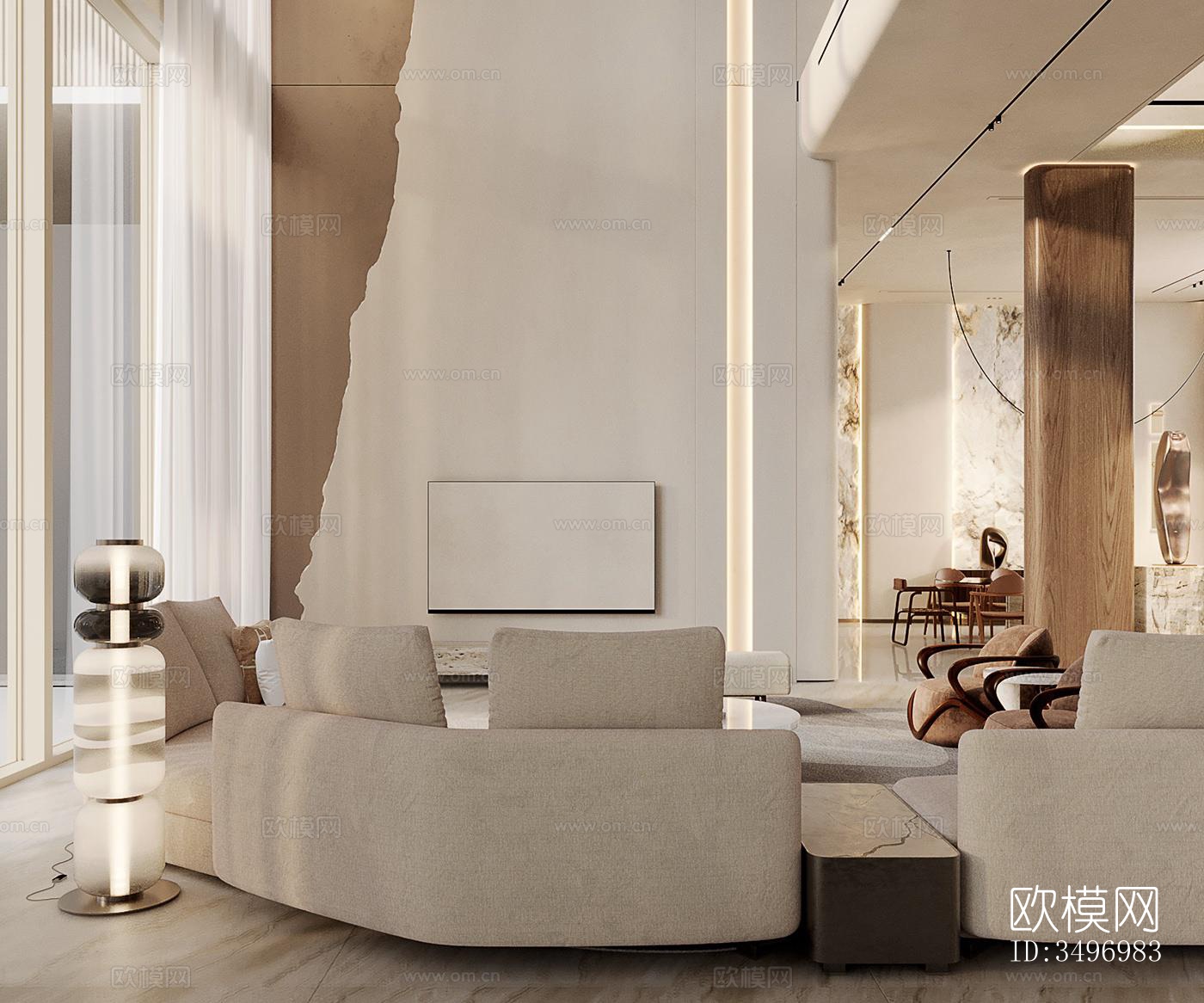 现代大平层效果图下载（渲染图17）