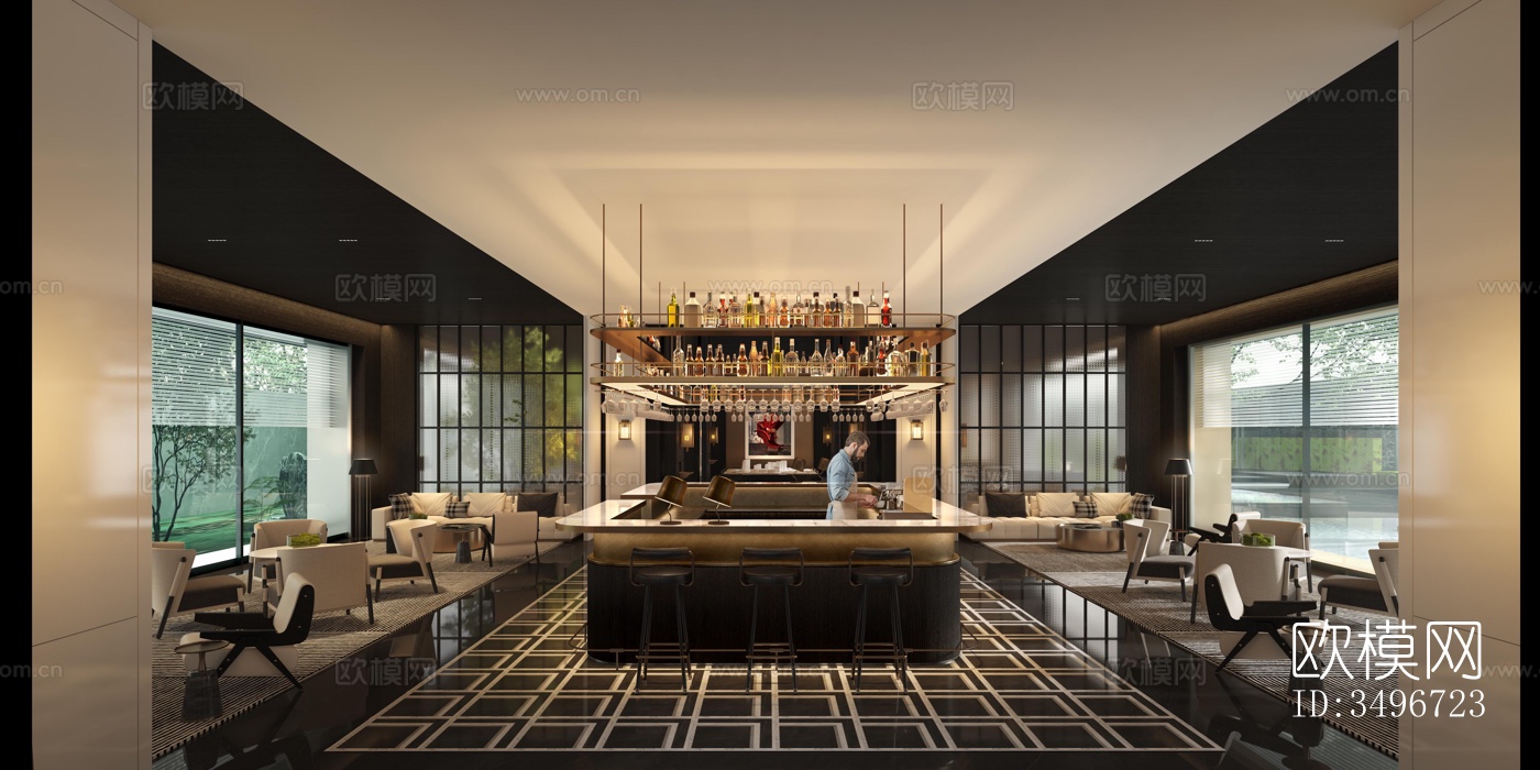 新中式售楼处效果图下载（渲染图6）