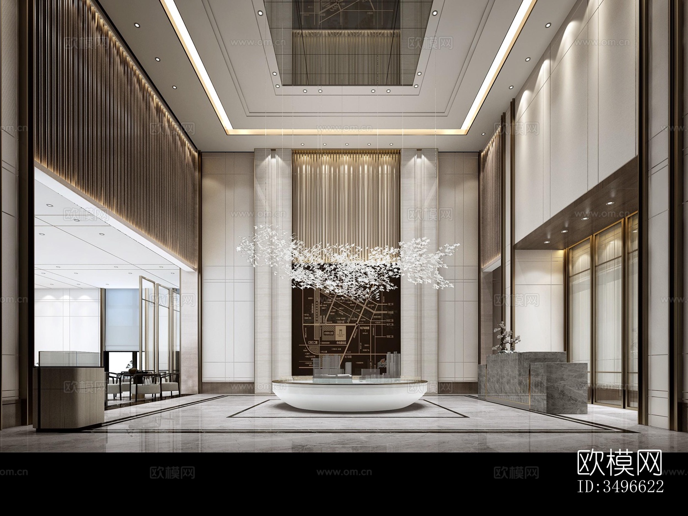 新中式售楼处效果图下载（渲染图4）