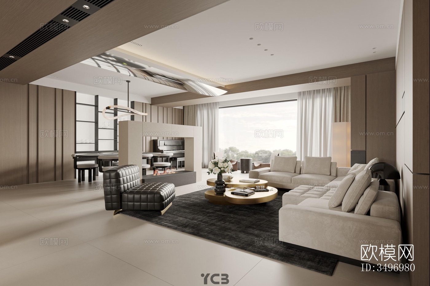 现代大平层效果图下载（渲染图17）