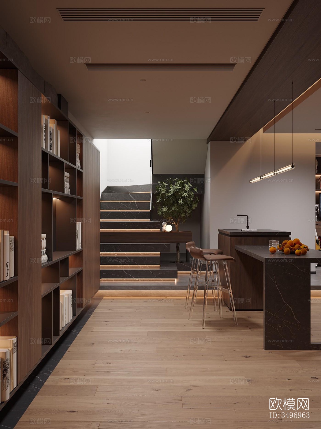 现代大平层效果图下载（渲染图6）