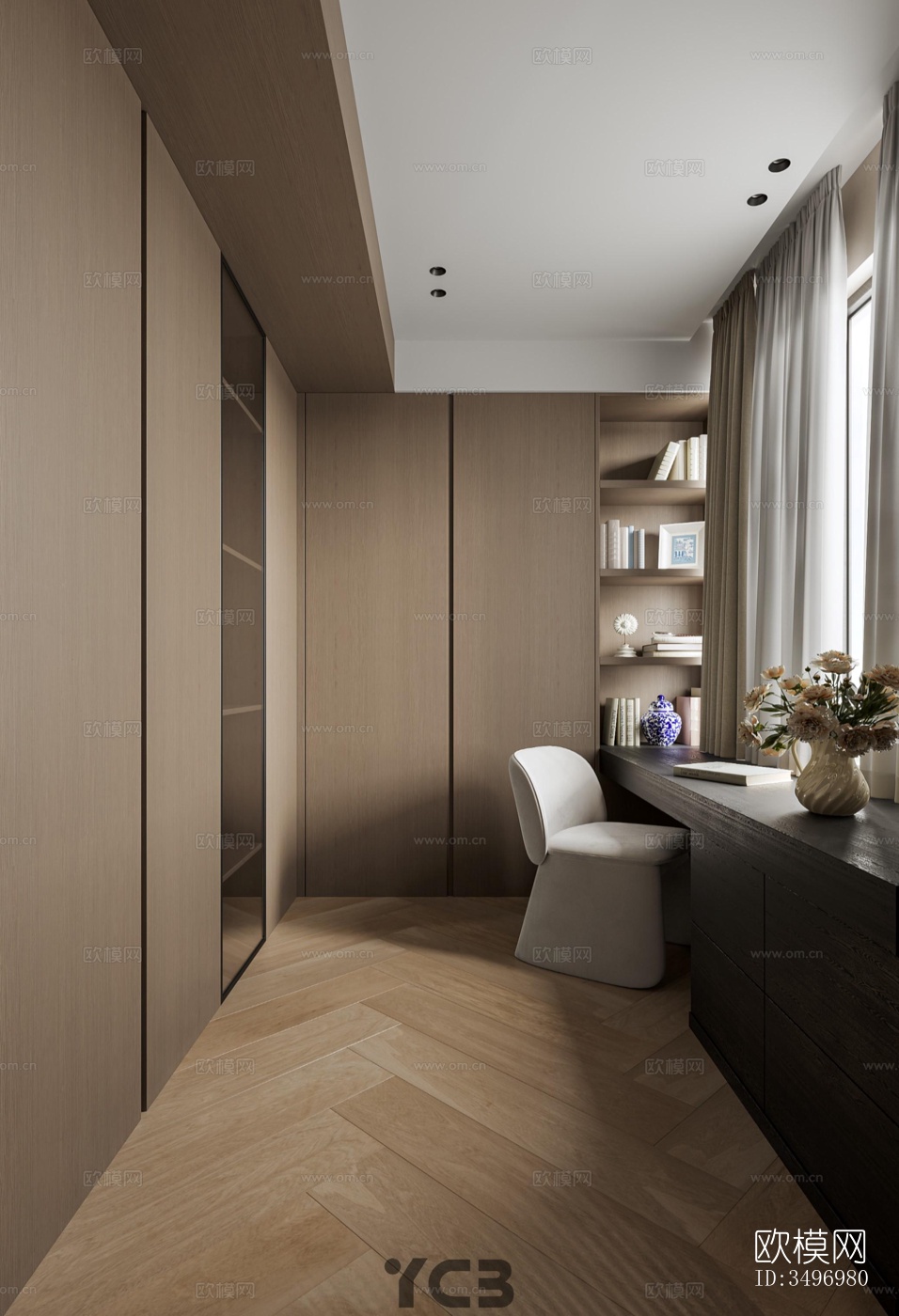 现代大平层效果图下载（渲染图10）