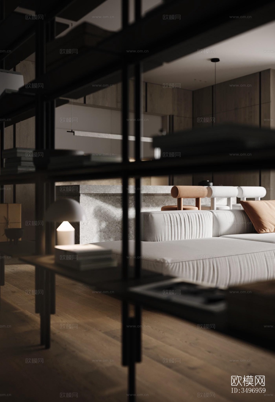 现代大平层效果图下载（渲染图15）