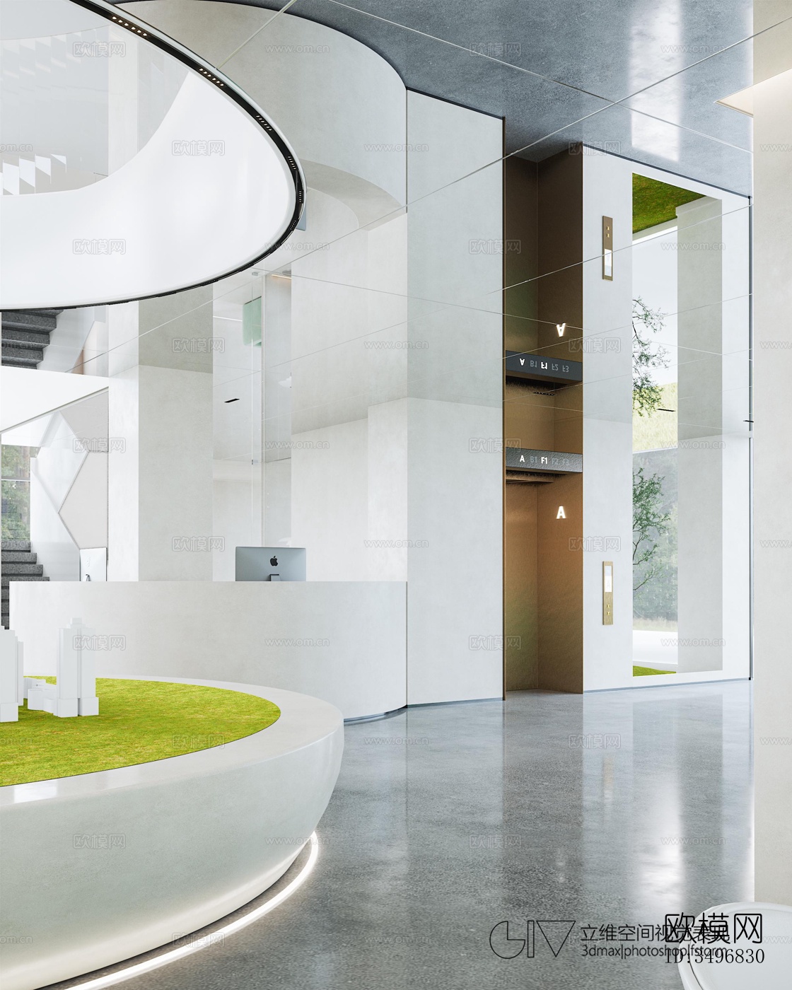 现代售楼处效果图下载（渲染图1）