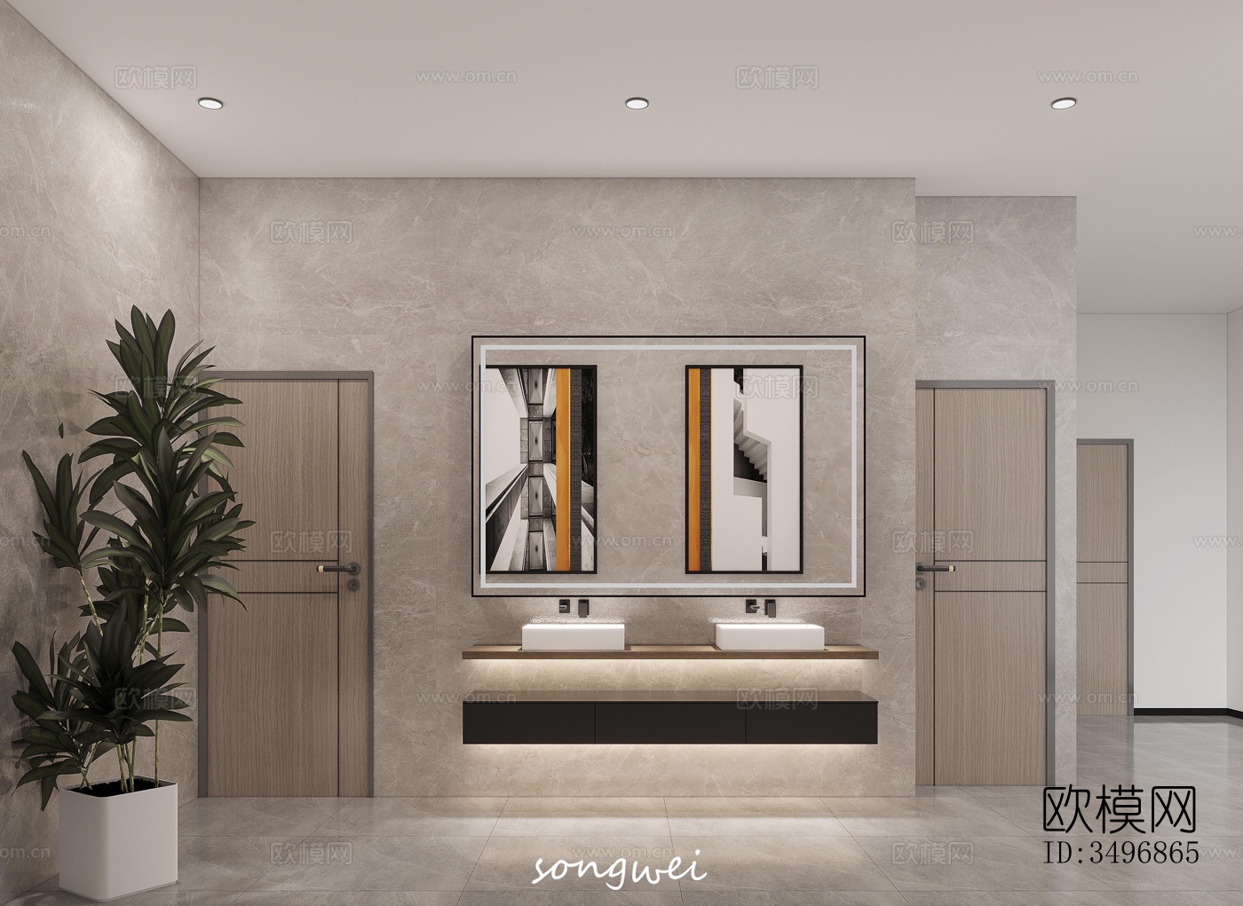 现代售楼处效果图下载（渲染图1）