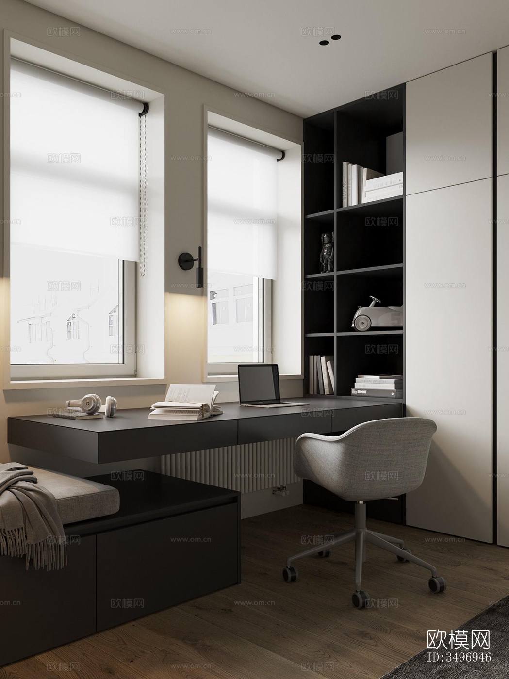 现代大平层效果图下载（渲染图10）