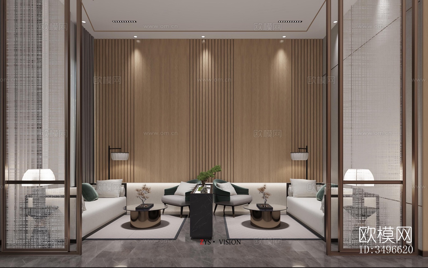 新中式售楼处效果图下载（渲染图3）