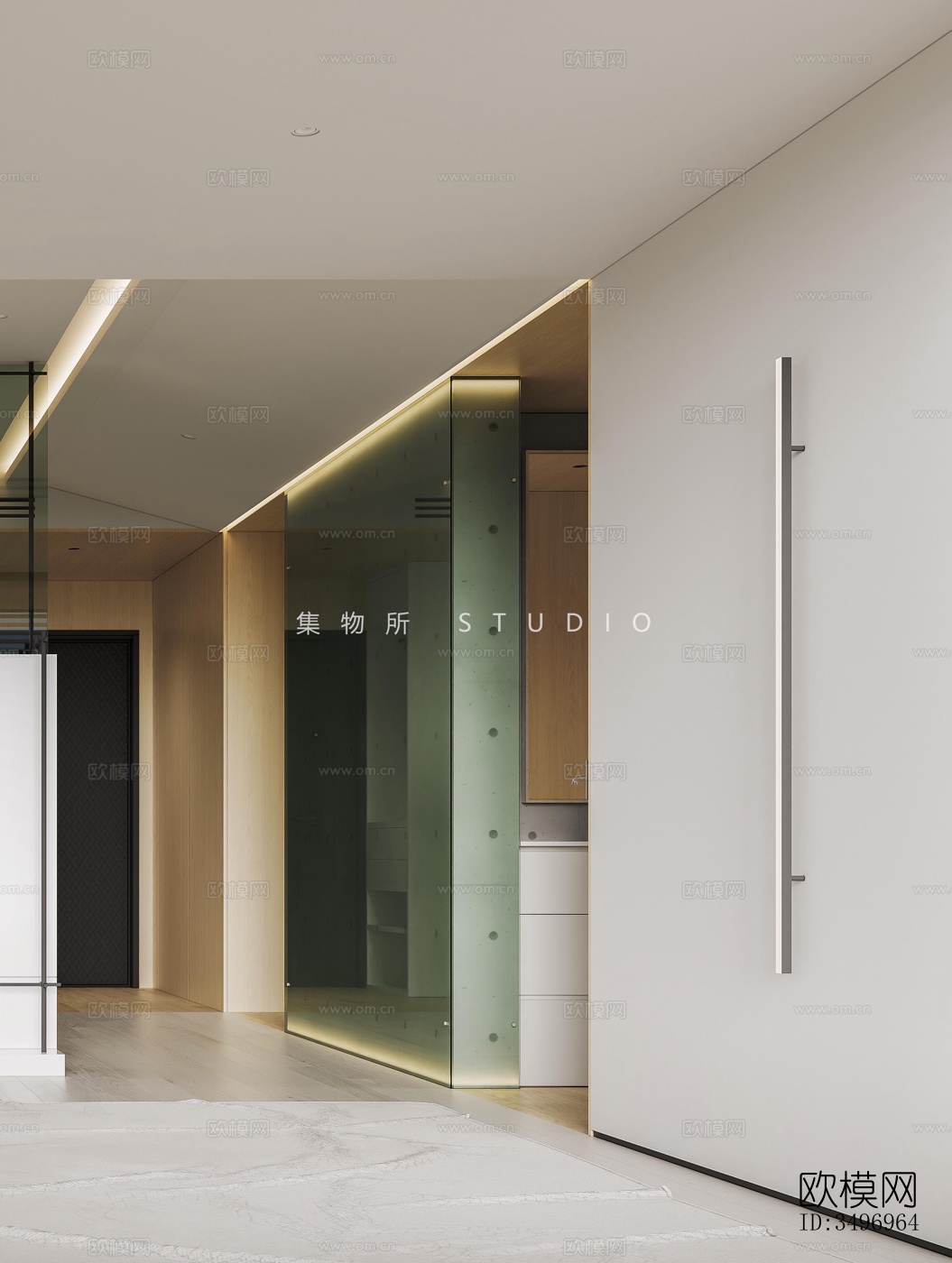 现代大平层效果图下载（渲染图2）