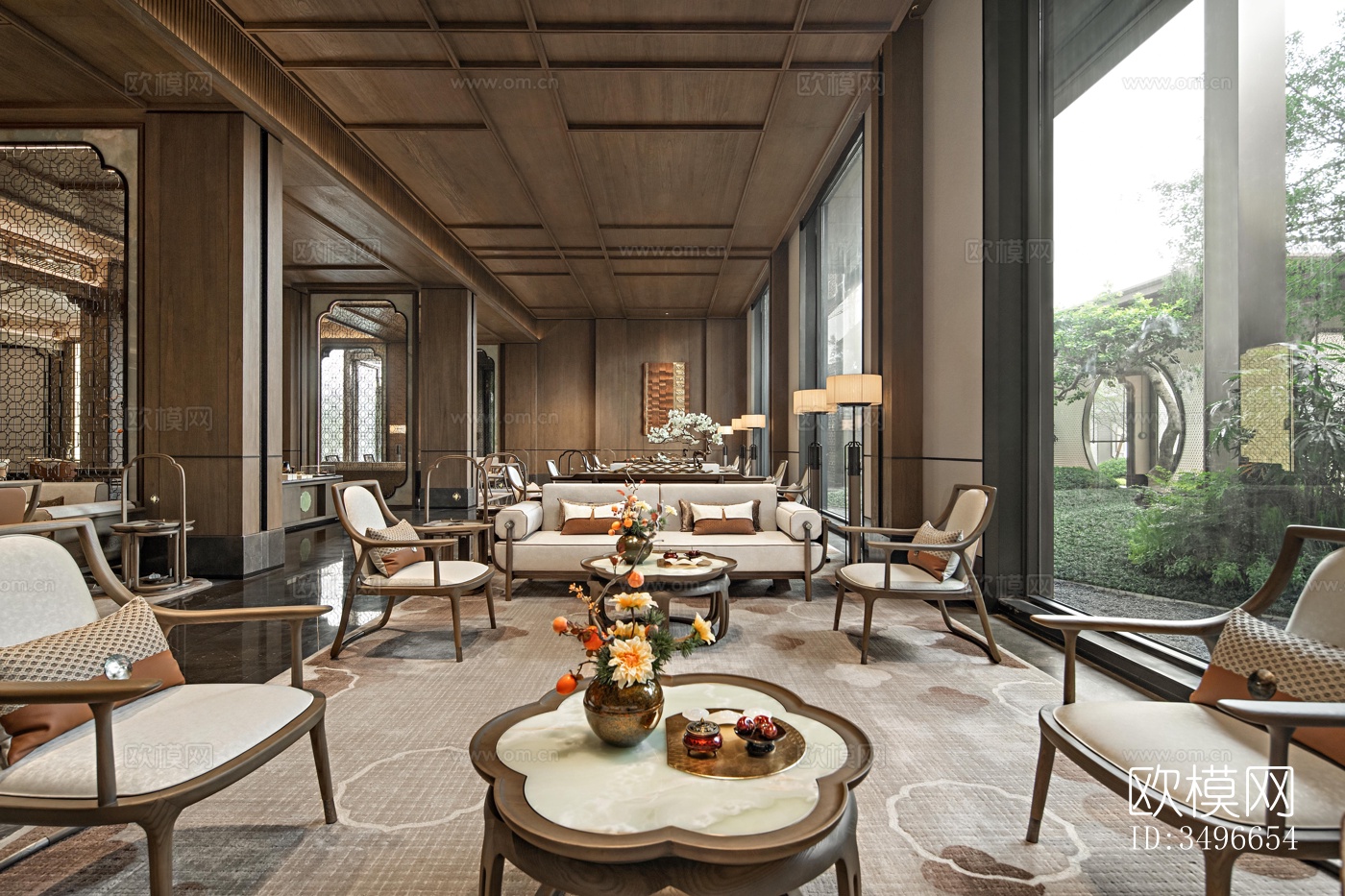 新中式售楼处效果图下载（渲染图8）