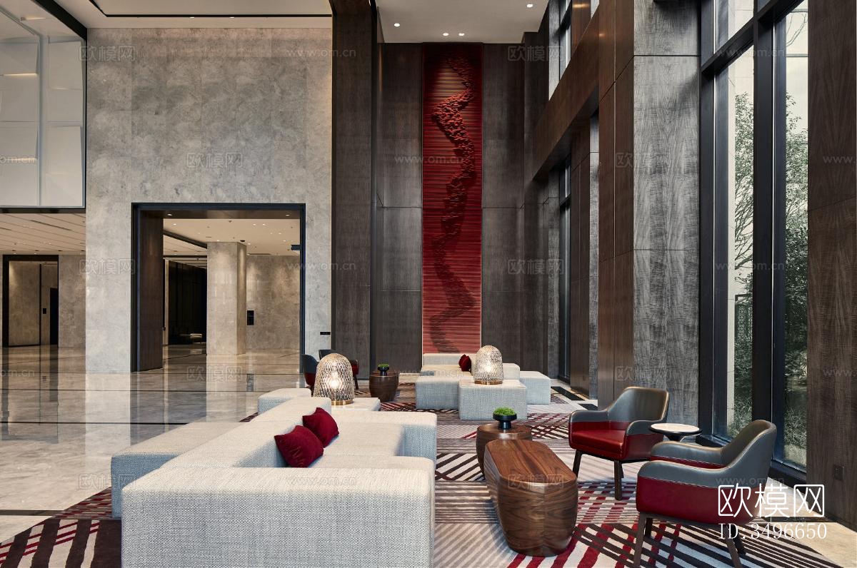 新中式售楼处效果图下载（渲染图2）