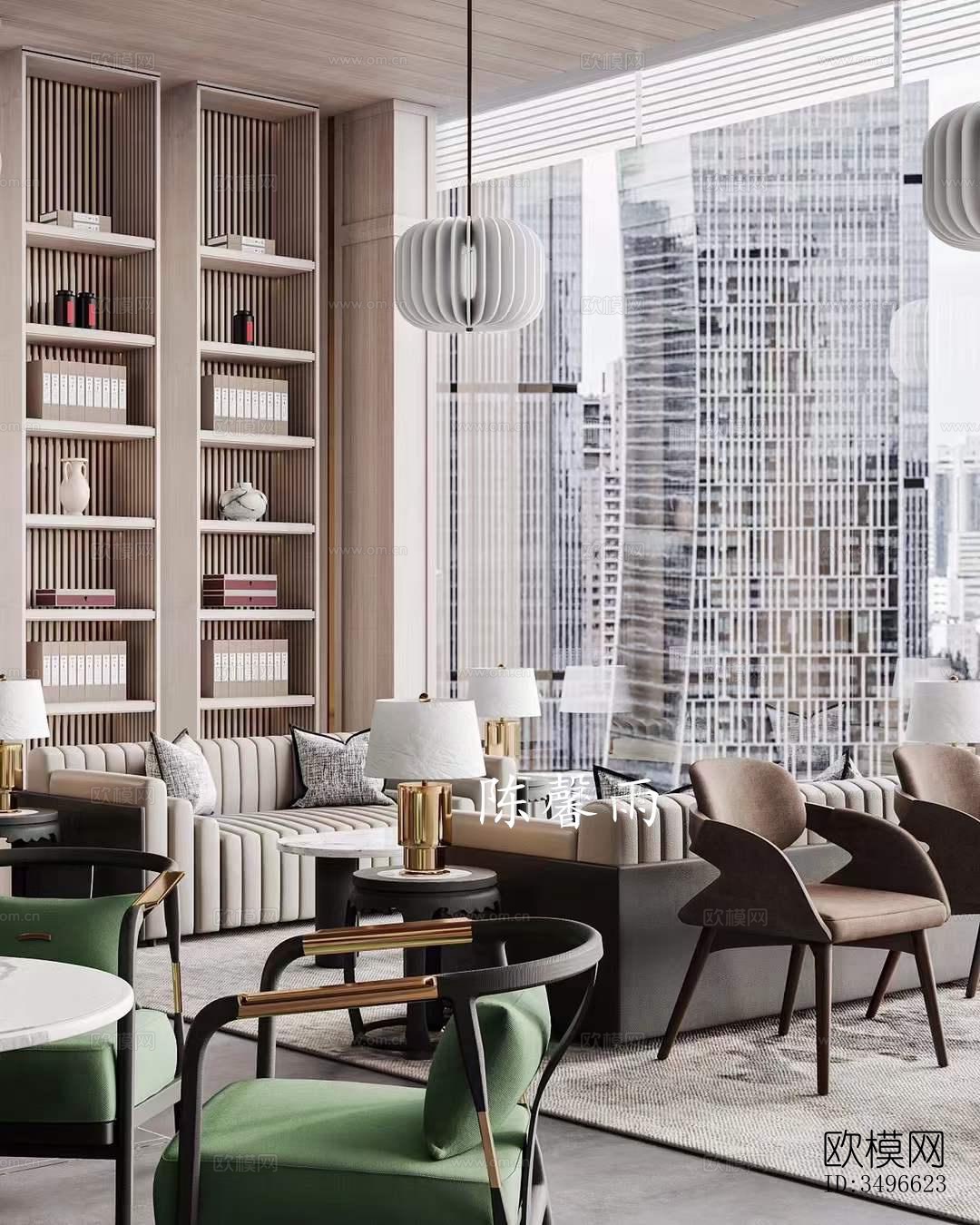 新中式售楼处效果图下载（渲染图1）