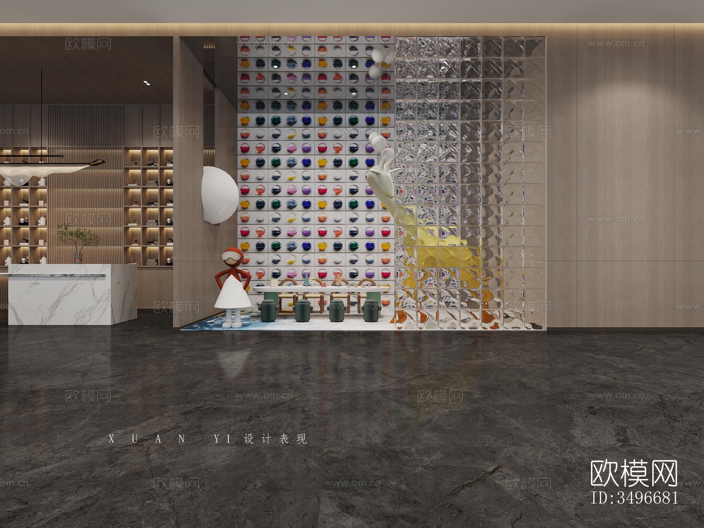 新中式售楼处效果图下载（渲染图5）