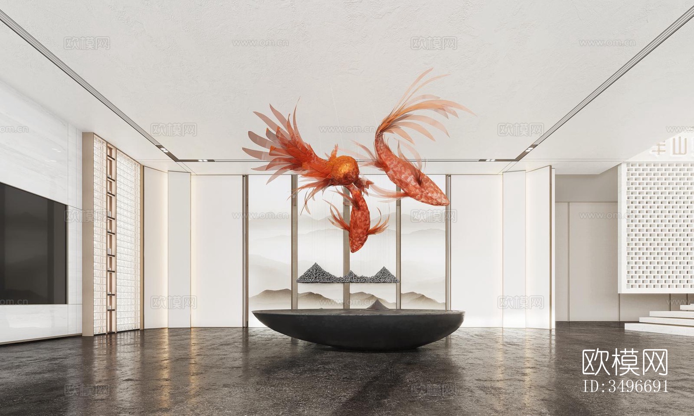 新中式售楼处效果图下载（渲染图5）