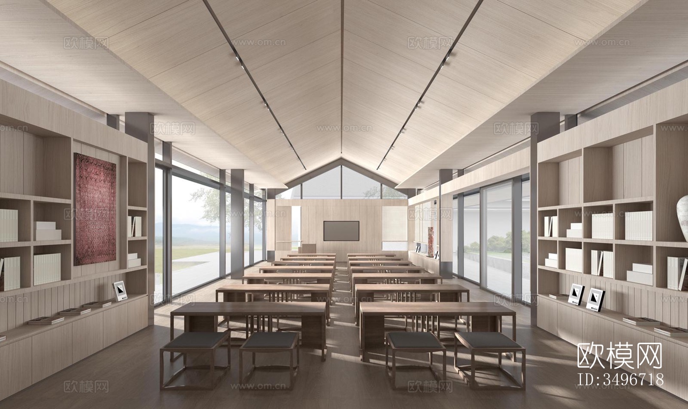 新中式售楼处效果图下载（渲染图1）