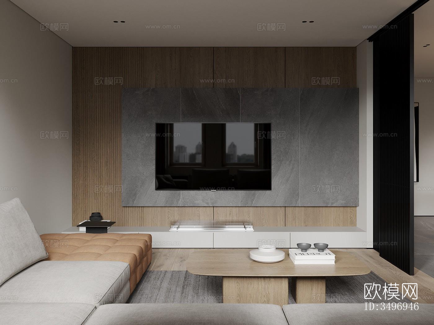 现代大平层效果图下载（渲染图15）