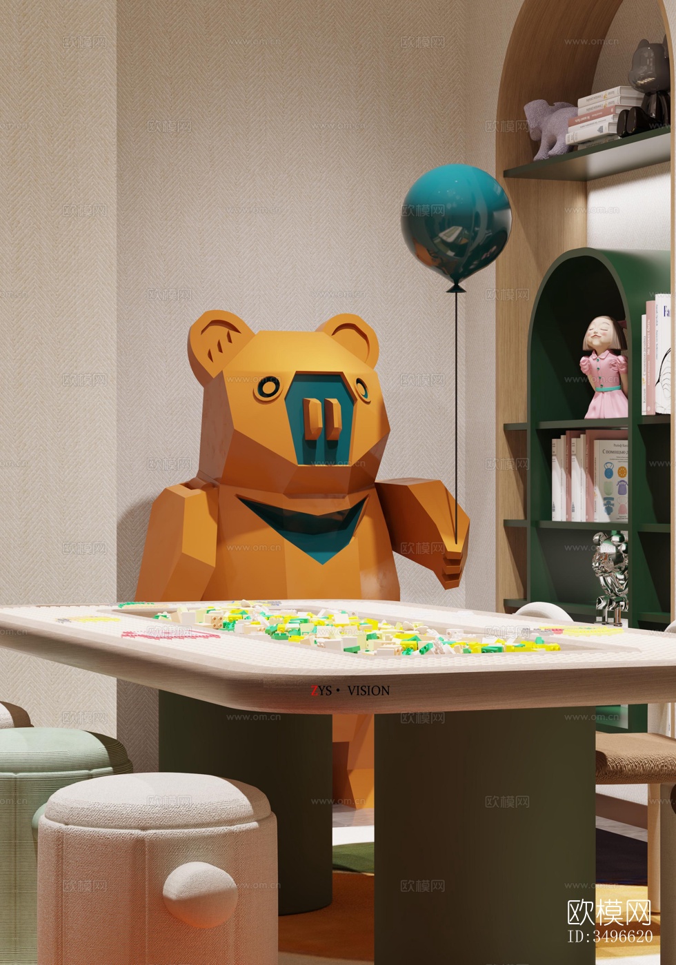 新中式售楼处效果图下载（渲染图4）