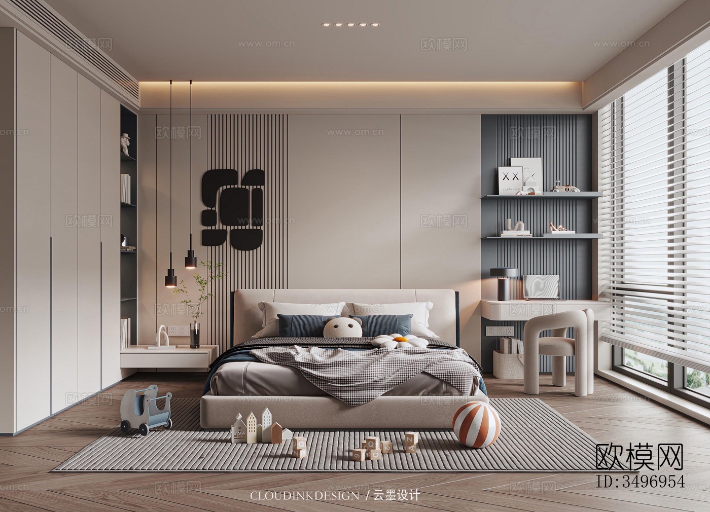 现代大平层效果图下载（渲染图10）