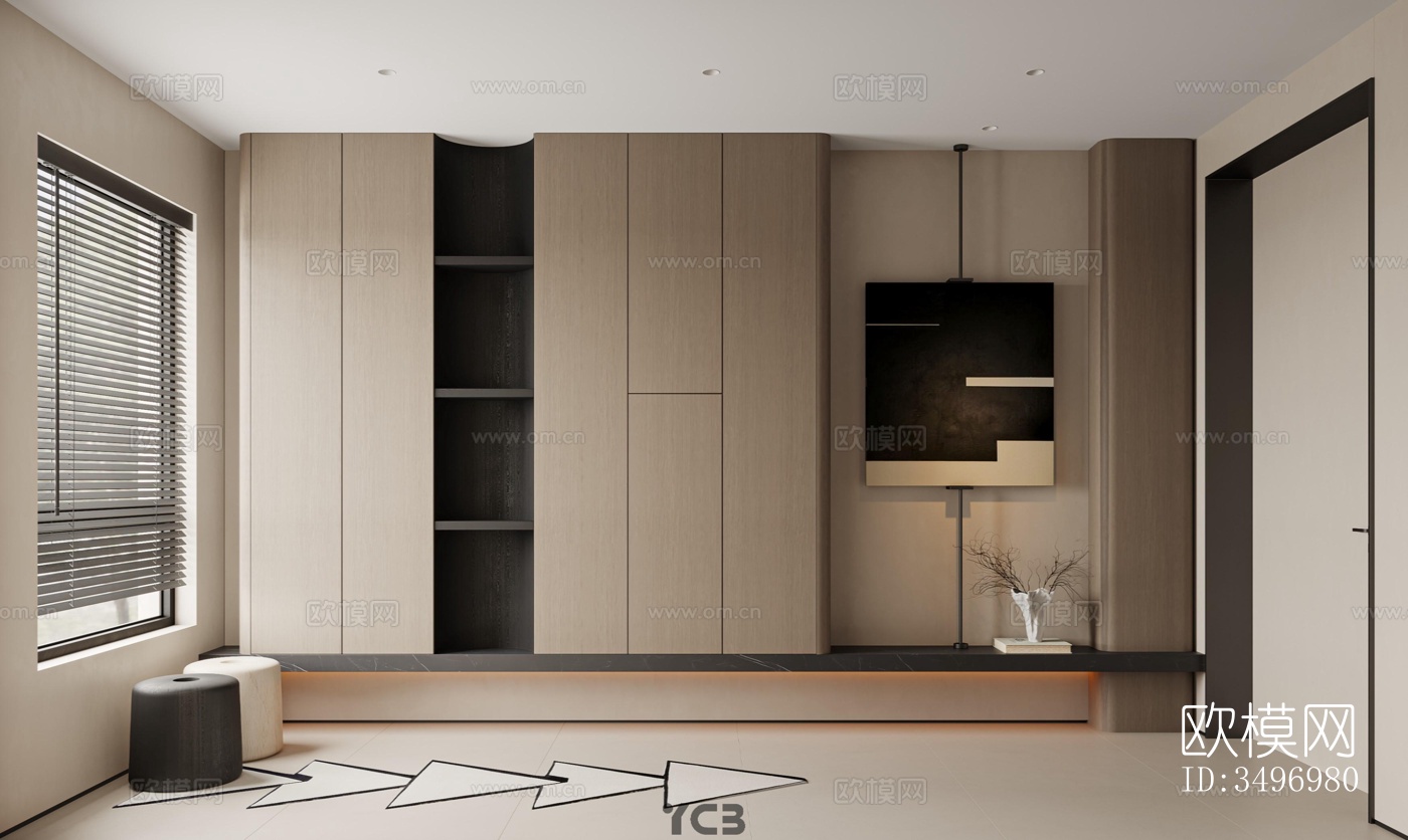 现代大平层效果图下载（渲染图5）