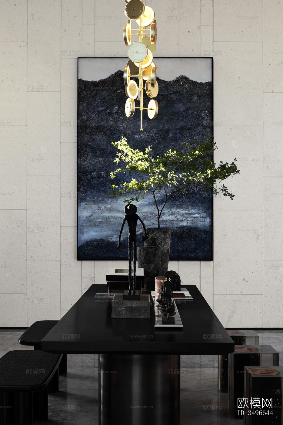 新中式售楼处效果图下载（渲染图5）