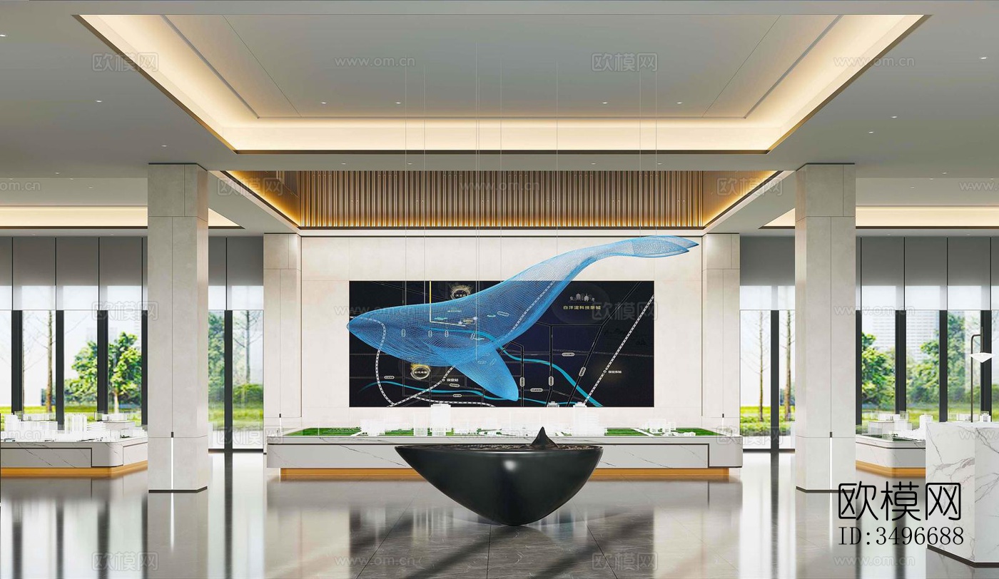 新中式售楼处效果图下载（渲染图7）