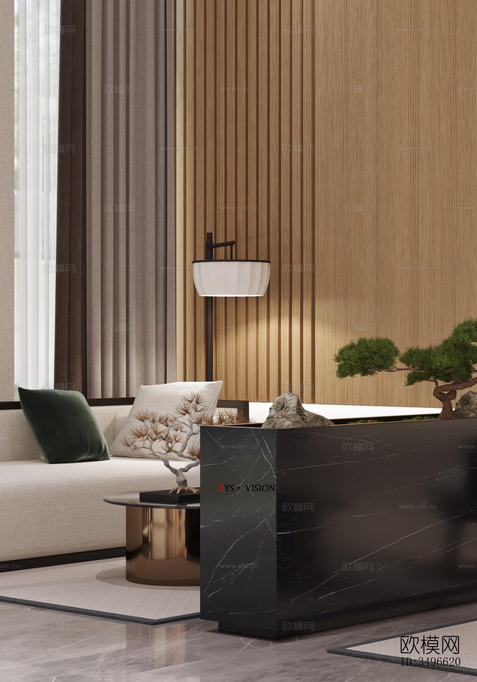 新中式售楼处效果图下载（渲染图16）