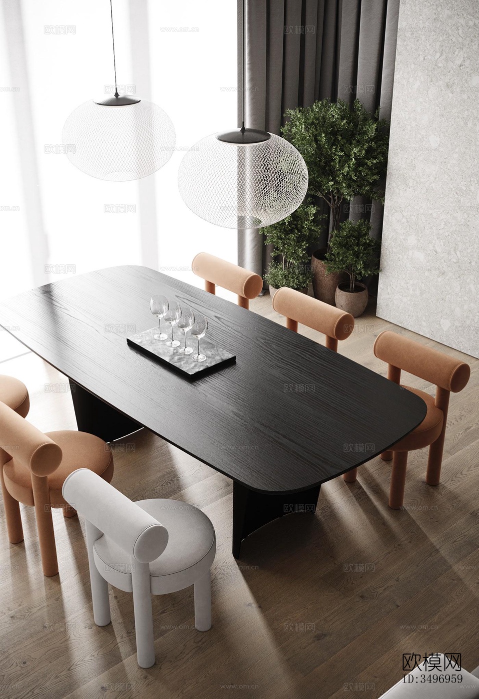 现代大平层效果图下载（渲染图2）