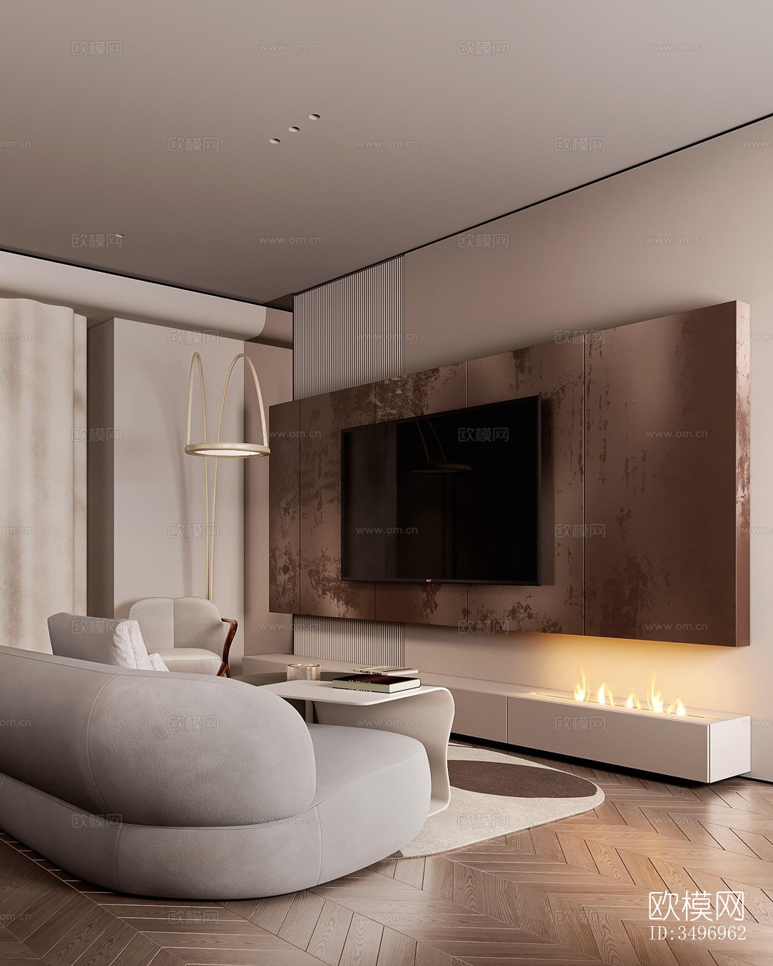 现代大平层效果图下载（渲染图16）