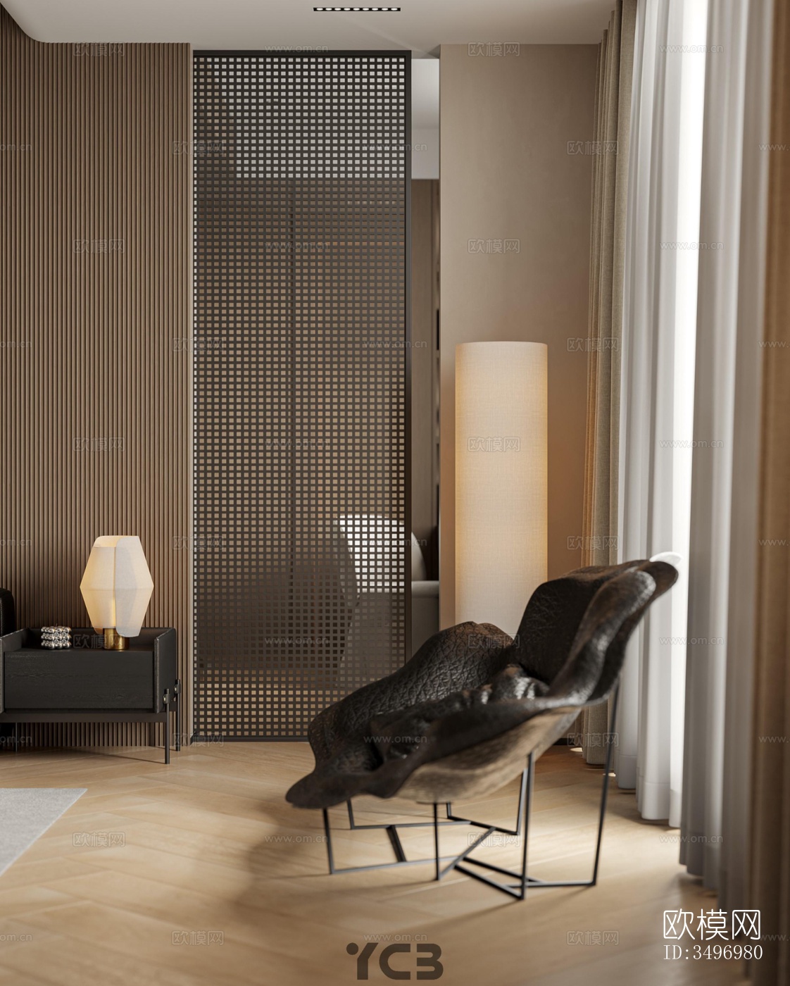 现代大平层效果图下载（渲染图9）