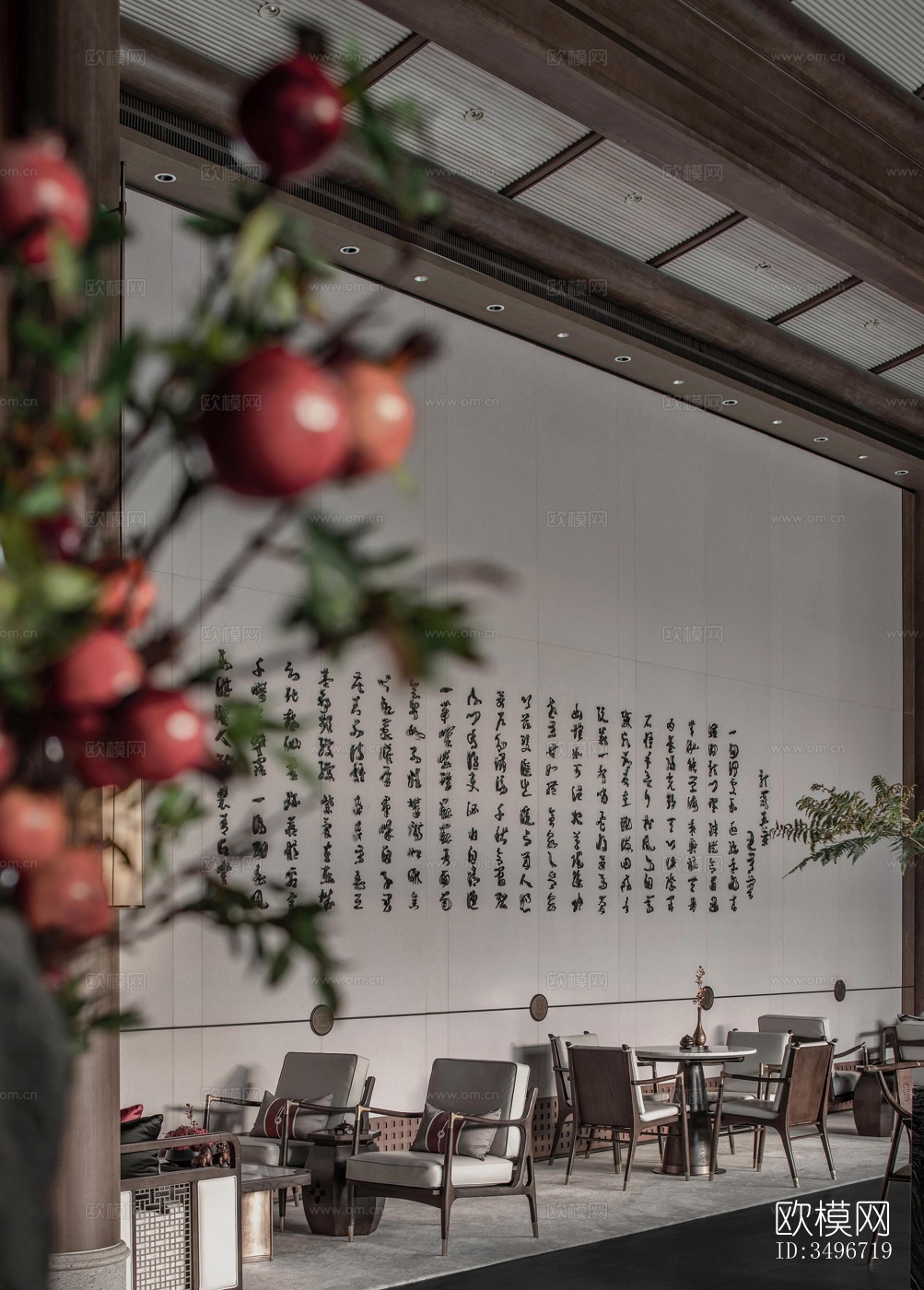 新中式售楼处效果图下载（渲染图1）