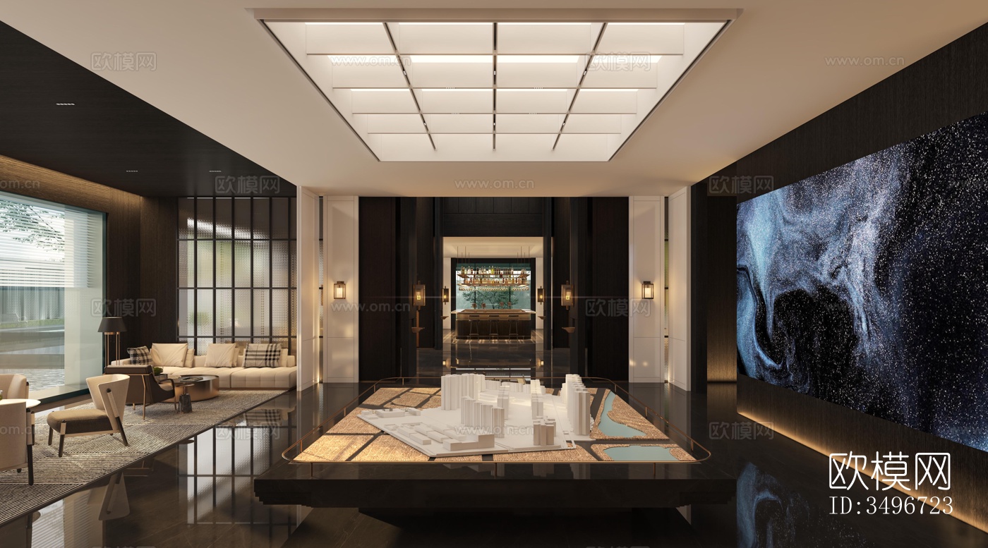 新中式售楼处效果图下载（渲染图7）