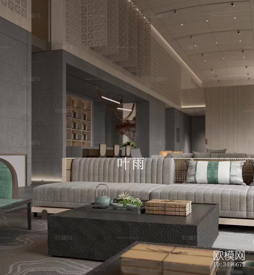 新中式售楼处效果图下载（渲染图7）