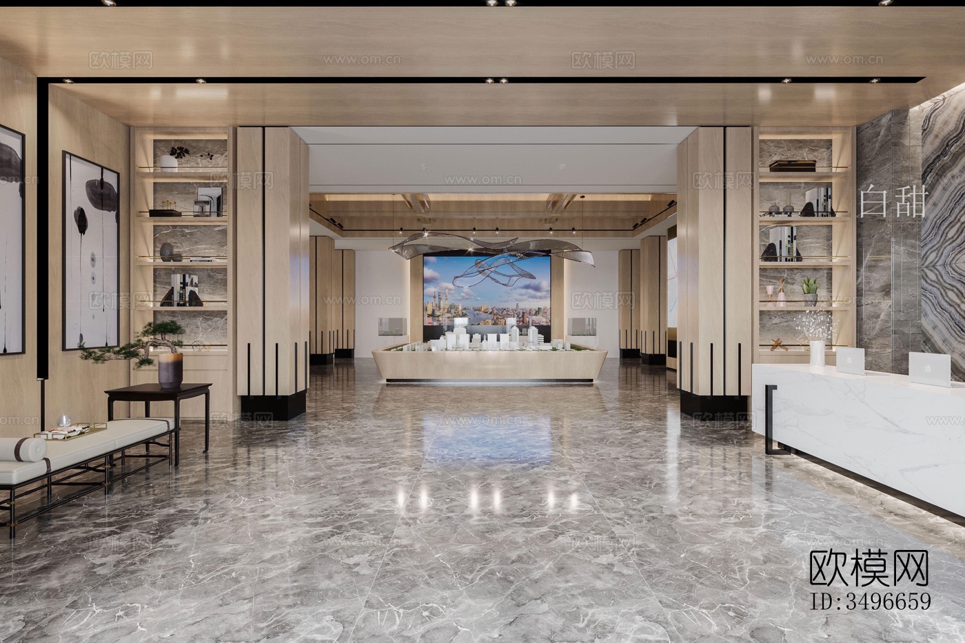 新中式售楼处效果图下载（渲染图7）