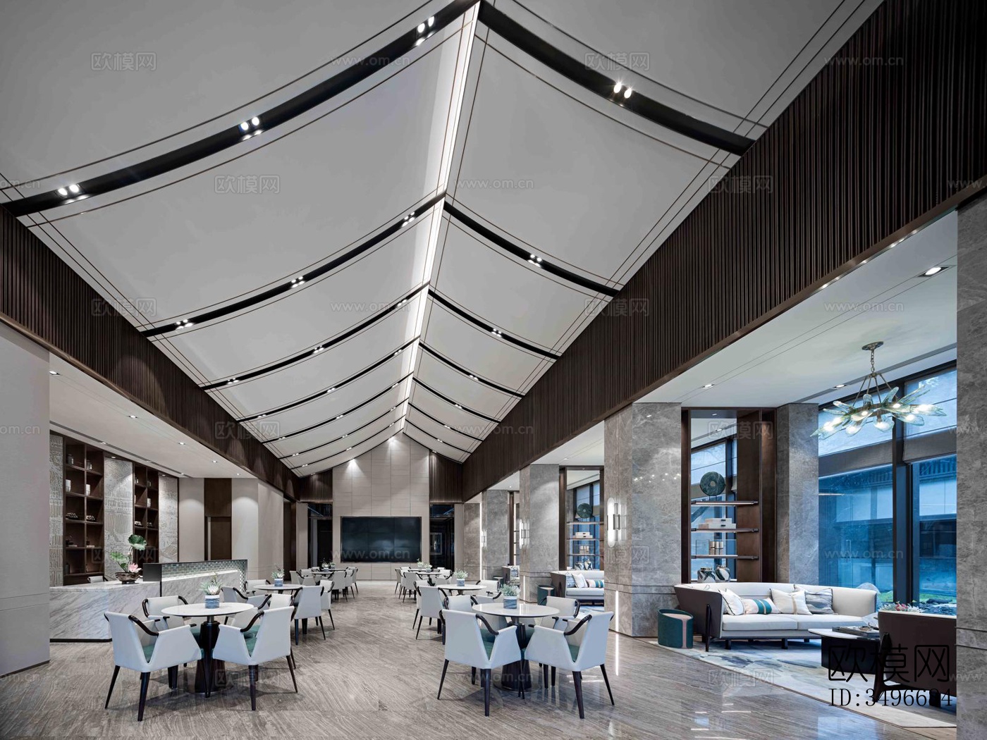 新中式售楼处效果图下载（渲染图7）