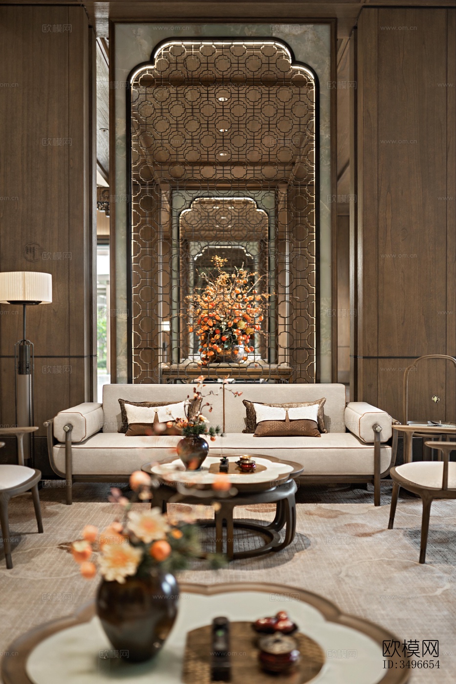 新中式售楼处效果图下载（渲染图6）