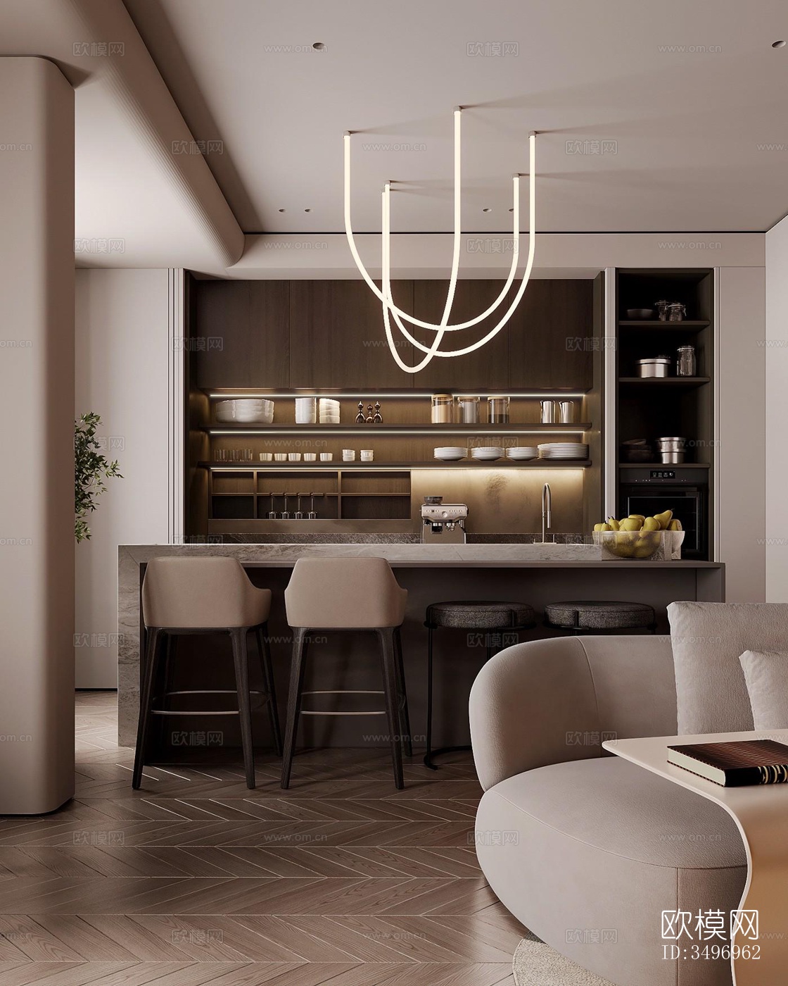 现代大平层效果图下载（渲染图17）